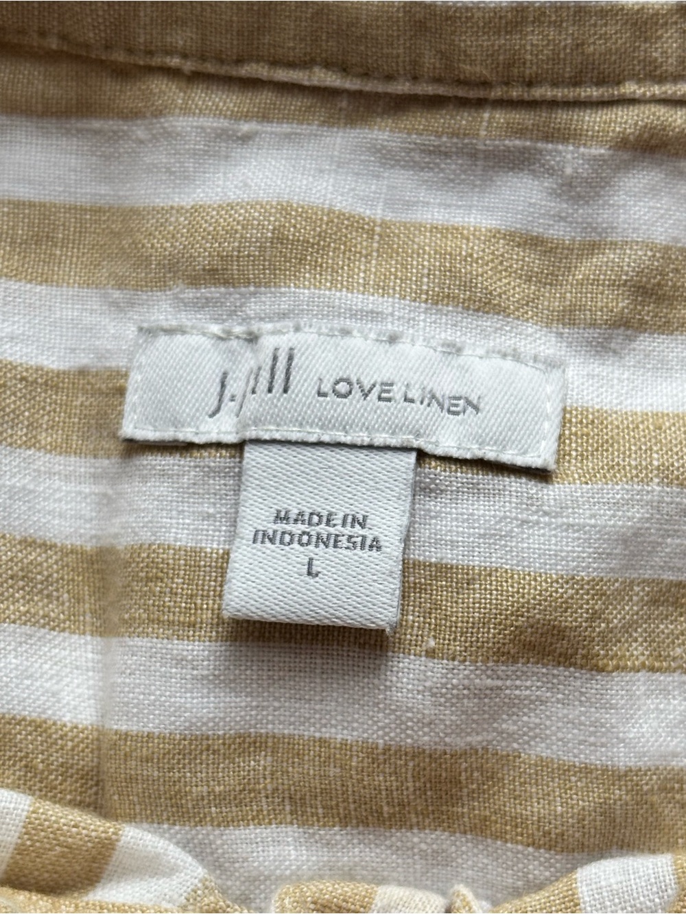 J.Jill Love Linen Striped Button Down Shirt 100% Linen Beach Coastal Size L - Picture 4 of 10